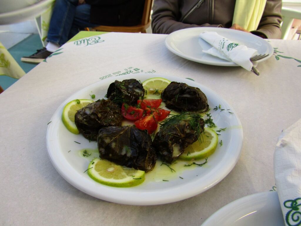 Wine leaves in Santorini perfect for my special diet