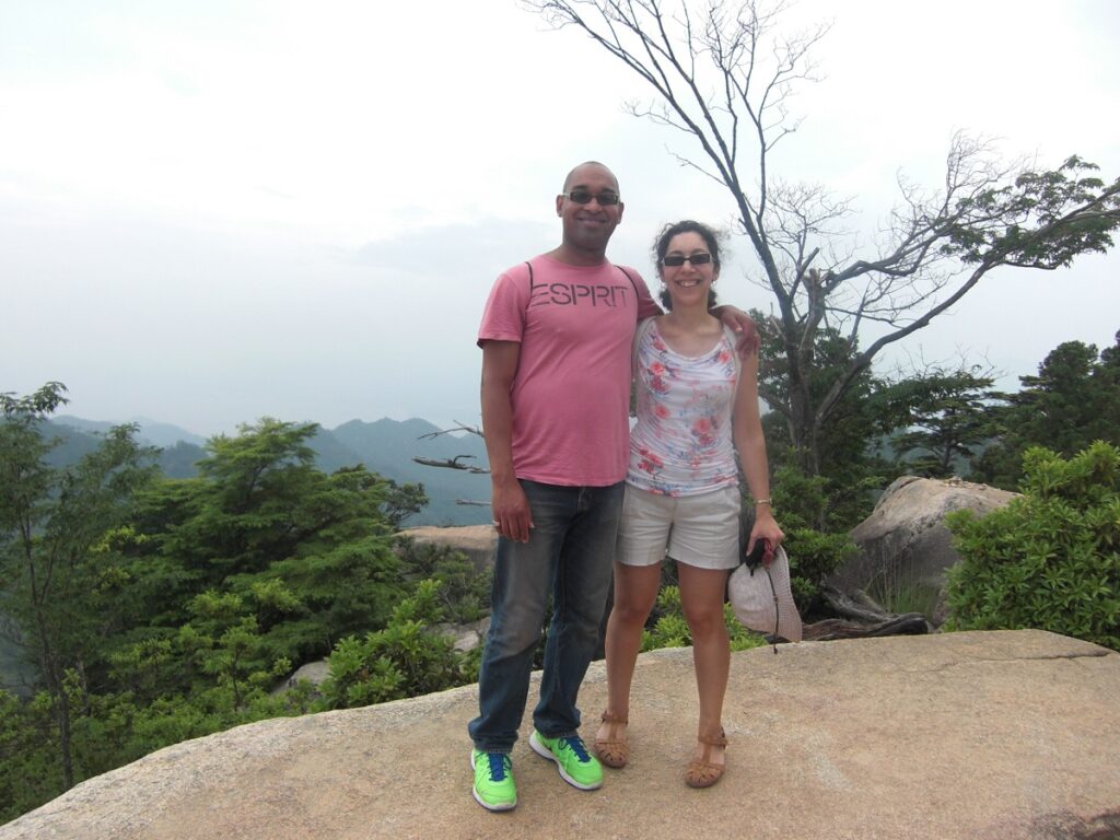 Reaching the top of Mount Misen